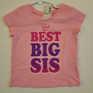 NEW Children's Place Pink Short Sleeve Graphic Tee - "Big Sis" Size 18-24mths